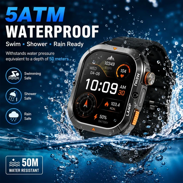Alt view image 7 of 7 - L3 Smart Watch, 1.95" AMOLED, Bluetooth Calling, 70-Lumen Flashlight Tough Build, 10-30 Days Long, Smarter Tracking 5ATM/IP68 + MIL-STD-810H Sports+Health Insights Compatible for iOS Android