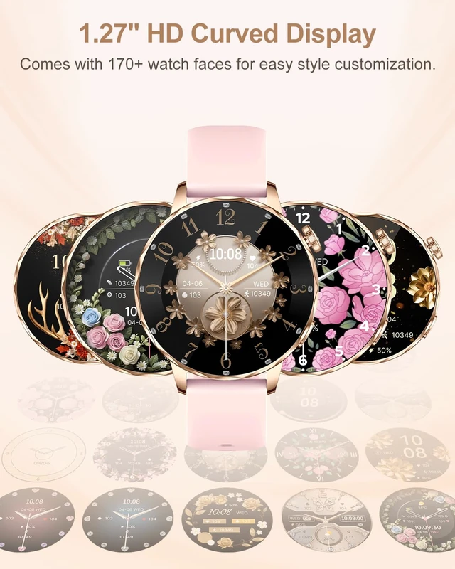 Alt view image 7 of 7 - Smart Watch for Women, 1.27 Inch HD Touchscreen, Bluetooth Calling, Heart Rate & Sleep Tracking, 100+ Sports Modes, IP68 Waterproof Fitness Tracker for Android & iPhone