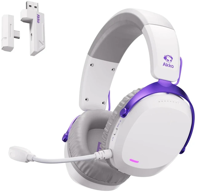 Main image of GH300 Wireless Gaming Headphone, Quad-Mode Connectivity White Headset with 50mm Drivers, Virtual 7.1 Surround Sound, Noise Cancelling Mic, RGB Lights Compatible with Laptop, Desktops