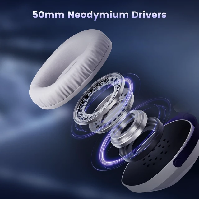Alt view image 6 of 7 - GH300 Wireless Gaming Headphone, Quad-Mode Connectivity White Headset with 50mm Drivers, Virtual 7.1 Surround Sound, Noise Cancelling Mic, RGB Lights Compatible with Laptop, Desktops