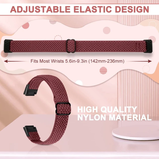 Alt view image 3 of 7 - 4 Pack Elastic Bands Compatible with Fitbit Luxe Bands, Soft Adjustable Nylon Sport Loop Stretchy Straps Replacement Wristband Women Men for Fitbit Luxe