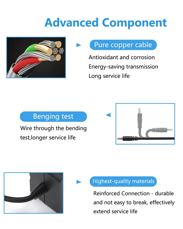 Alt view image 6 of 7 - Replacment for Koorui Monitor Powre Cord Compatible with for Koorui 24E4 24N50C 24N1 24N1A 22N1 21.5'' 24'' LED Full HD 1080P Curved Gaming Monitor, Replacment for Koorui Color Display Power Cord