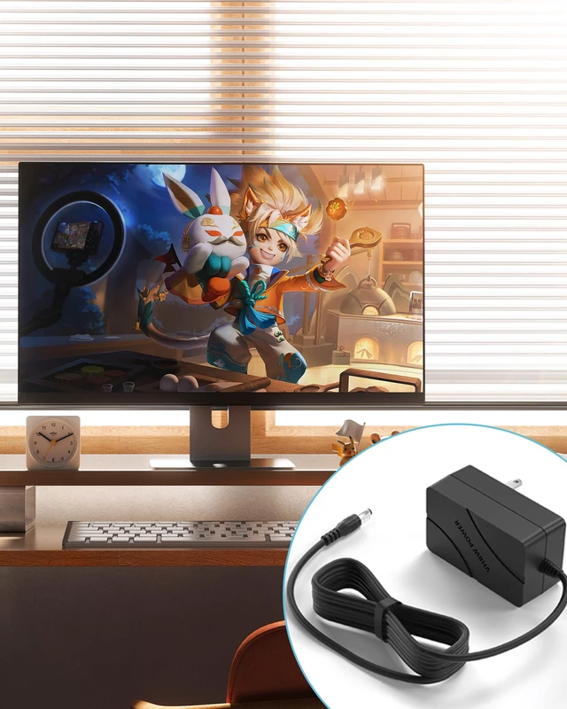 Alt view image 4 of 7 - Replacment for Koorui Monitor Powre Cord Compatible with for Koorui 24E4 24N50C 24N1 24N1A 22N1 21.5'' 24'' LED Full HD 1080P Curved Gaming Monitor, Replacment for Koorui Color Display Power Cord