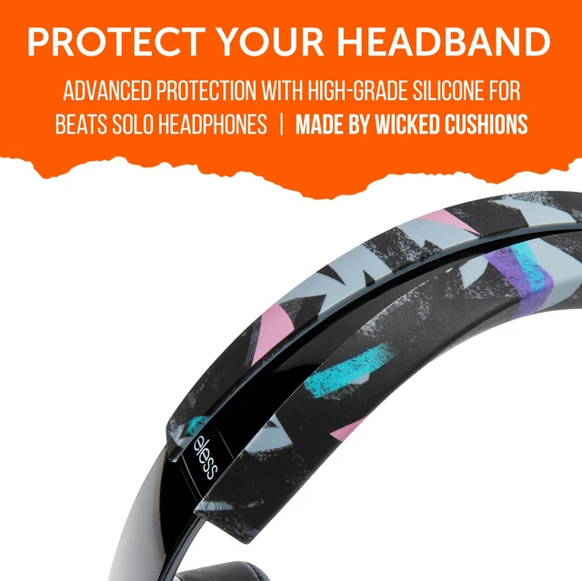 Alt view image 4 of 7 - BandZ Solo - Silicone Headband Cover for Beats Solo Headphones Made by Wicked Cushions Fits Solo 4, 2, 3, Pro & HD, Enhanced Comfort & Sweat Protection 90's Black