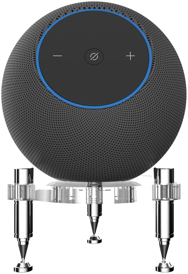 Main image of Stand for 2025 New-Echo Studio Smart Speaker, Shock Absorber Spikes for New Studio 2025 (Transparent with Silver Metallic feet)