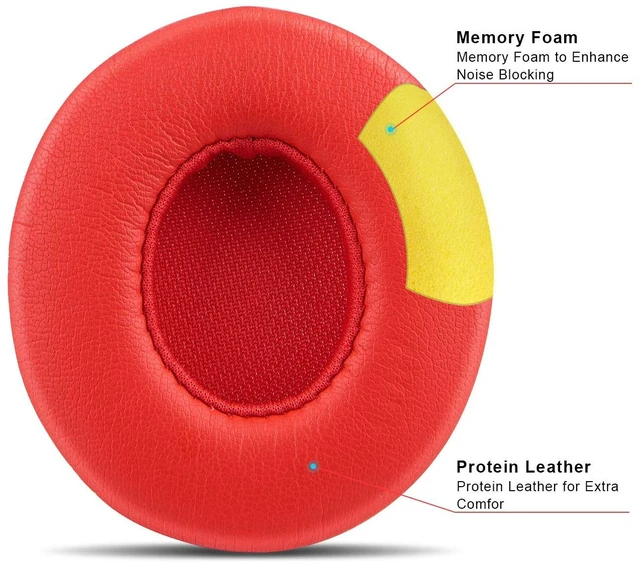 Alt view image 3 of 6 - Professional Replacement Ear Pads for Beats Solo 2 & Solo 3 Wireless On-Ear Headphone/Soft Protein Leather/Noise Isolation Memory Foam/Strong Adhesive Tape/Cloud Like Comfort/Extra Durable