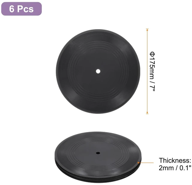 Alt view image 2 of 6 - 6Pcs Blank Vinyl Records 7 Inch Fake Record Vintage Decoration, PVC Plain Faux Blank Vinyl Records, Retro Vinyl Records for Home Studio Room Wall Aesthetic