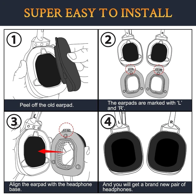Alt view image 5 of 6 - Mesh Earpads for Astro A50 Gen3 - Black Not Fit A50 Gen 1/2/4