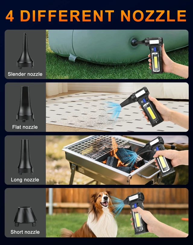 Alt view image 7 of 7 - 130000RPM Compressed Air Duster, Rechargeable Electric Air Duster 2-Gear Adjustable Mini Blower, Electric Air Blower with LED Light, Dust Blower for Keyboard, PC Vents, Car Interiors