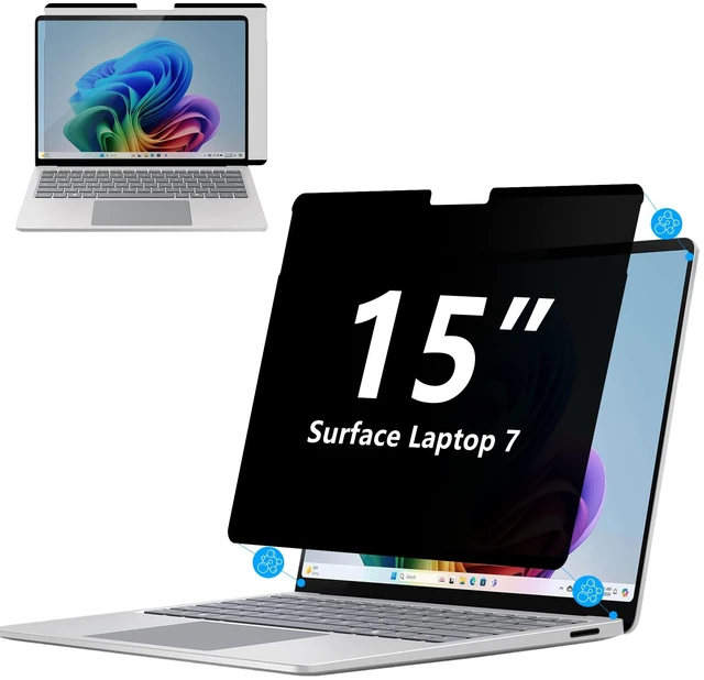 Main image of Magnetic Privacy Screen for Surface Laptop 7/8 15 Inch Removable Privacy Filter, Side View Protection, Easy Magnetic Attachment for Business & Travel