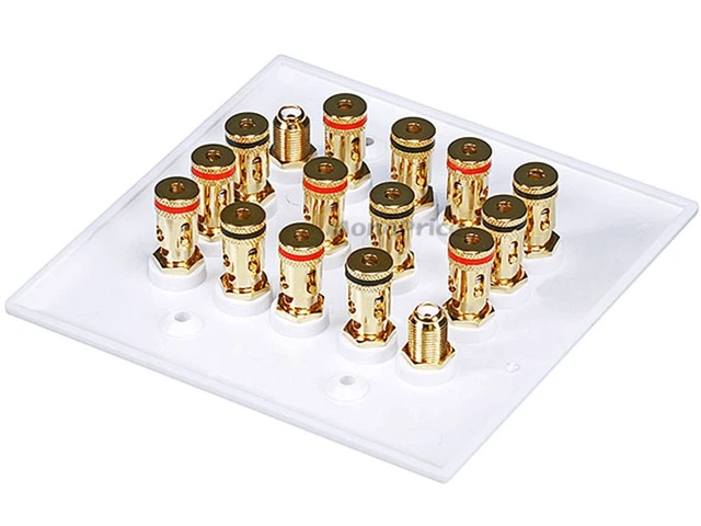 Alt view image 2 of 4 - 2-Gang 7.2 Surround Sound Distribution Wall Plate - White