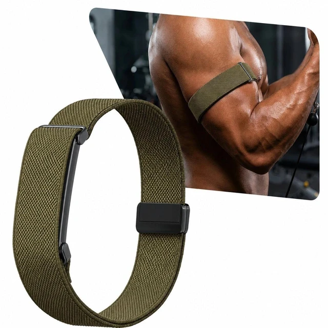 Main image of Nylon Bicep Bands Compatible with Google Fitbit Air, Army Green 9.84"15.75" with Stretch Nylon, Magnetic Buckle and Breathable Comfort for a Secure Upper Arm Fit, Integrated Metal Frame