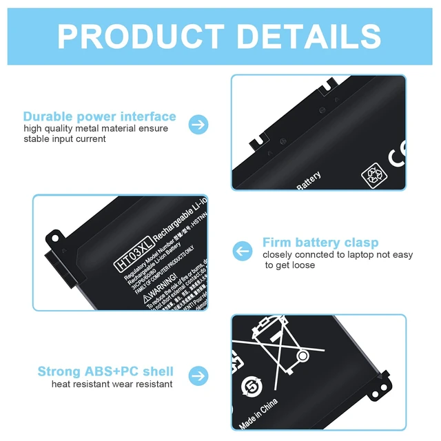 Alt view image 3 of 7 - HTO3XL Laptop L11119-855 HT03XL Battery Compatible with HP Pavilion 14 15 17 15-CS 15-DA 15-DB Series 15-DA0012DX 14-CE0068ST 15-CS3073CL 15-CS3153CL 15-CS2064ST 15-DA0014DX HT03041XL