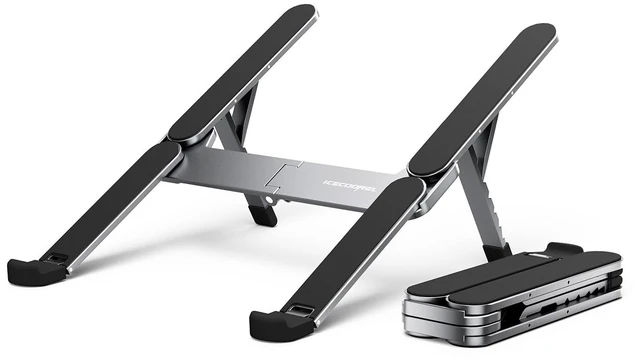 Main image of Portable Laptop Stand, Foldable Laptop Riser for Desk, 6-Level Adjustable Ergonomic Computer Stand, Premium Aluminum Alloy Notebook Holder Compatible with 10-17 Inch Laptops & Tablets