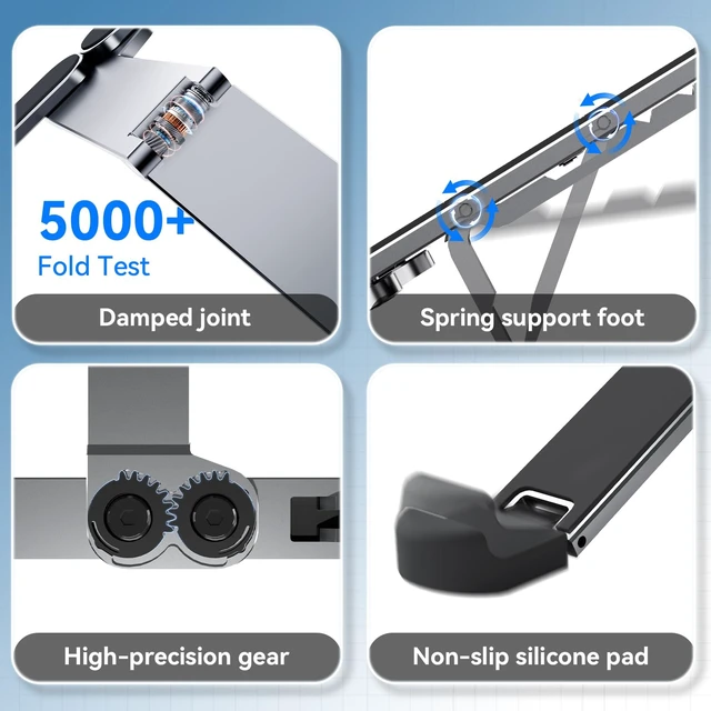 Alt view image 5 of 7 - Portable Laptop Stand, Foldable Laptop Riser for Desk, 6-Level Adjustable Ergonomic Computer Stand, Premium Aluminum Alloy Notebook Holder Compatible with 10-17 Inch Laptops & Tablets