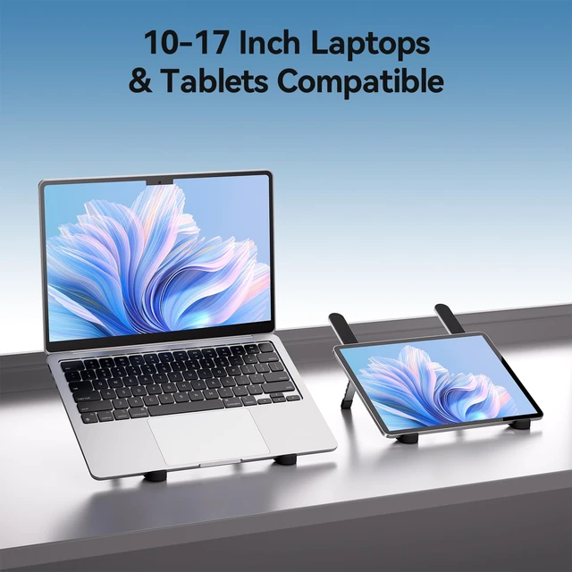 Alt view image 6 of 7 - Portable Laptop Stand, Foldable Laptop Riser for Desk, 6-Level Adjustable Ergonomic Computer Stand, Premium Aluminum Alloy Notebook Holder Compatible with 10-17 Inch Laptops & Tablets
