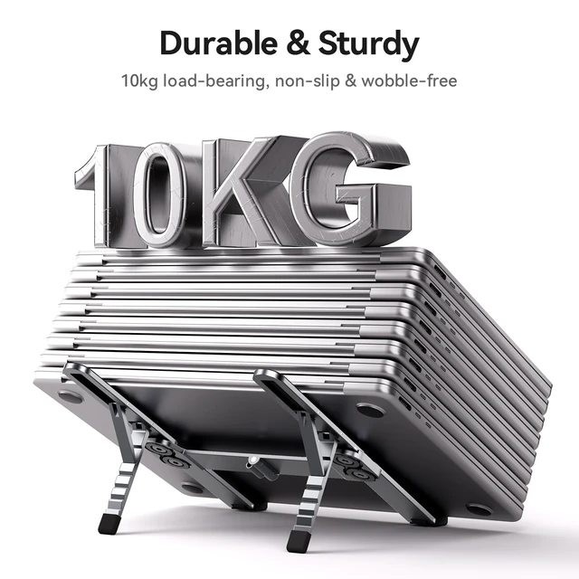Alt view image 4 of 7 - Portable Laptop Stand, Foldable Laptop Riser for Desk, 6-Level Adjustable Ergonomic Computer Stand, Premium Aluminum Alloy Notebook Holder Compatible with 10-17 Inch Laptops & Tablets