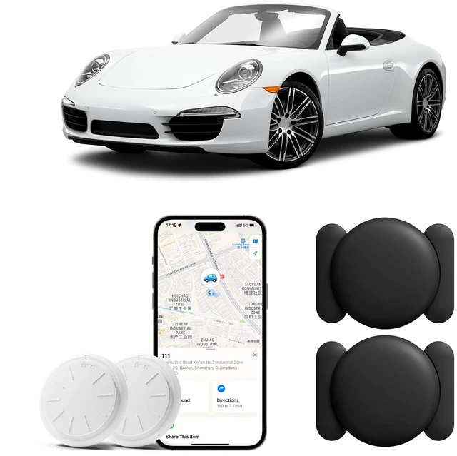 Main image of GPS Tracker for Vehicles, 2PCS Mini Hidden Vehicles Tracker with Magnetic Case, Work with Find My (iOS Only), No Monthly Fee, No Subscription (Black)