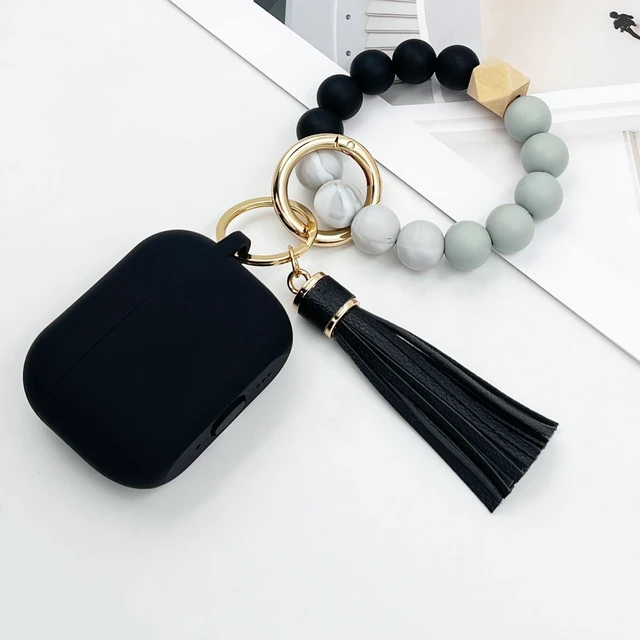 Alt view image 2 of 7 - Compatible with Airpods Pro Case Cover with Bracelet Keychain for Apple Airpod Pro Case (Black)