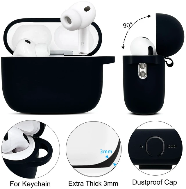 Alt view image 4 of 7 - Compatible with Airpods Pro Case Cover with Bracelet Keychain for Apple Airpod Pro Case (Black)