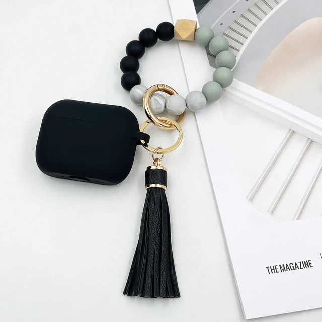 Alt view image 6 of 7 - Compatible with Airpods Pro Case Cover with Bracelet Keychain for Apple Airpod Pro Case (Black)