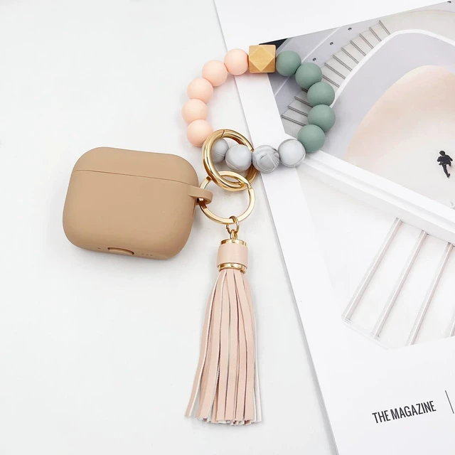 Alt view image 2 of 7 - Compatible with Airpods Pro Case Cover with Bracelet Keychain for Apple Airpod Pro Case (Milk Tea)