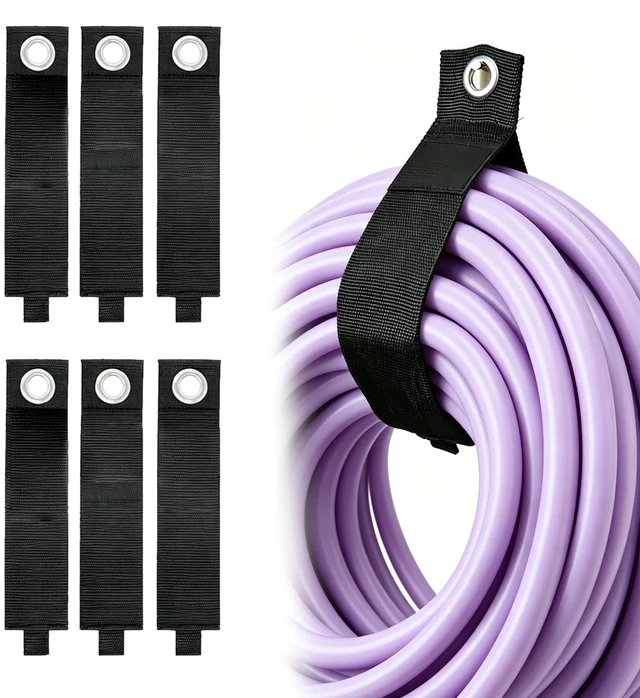 Main image of 6 PCS Extension Cord Holder, Extension Cord Strap, Cable Organizer Straps for Cords Hoses, Heavy Duty Cord Wrap Keeper with Grommet for Hanging, Suitable for Cords (L)