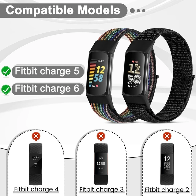 Alt view image 4 of 7 - 4 Pack Nylon Watch Bands Compatible with Fitbit Charge 6/Fitbit Charge 5, Adjustable Breathable Replacement Nylon Wristband Fitbit Charge 5 Charge 6 Sport Strap for Women Men