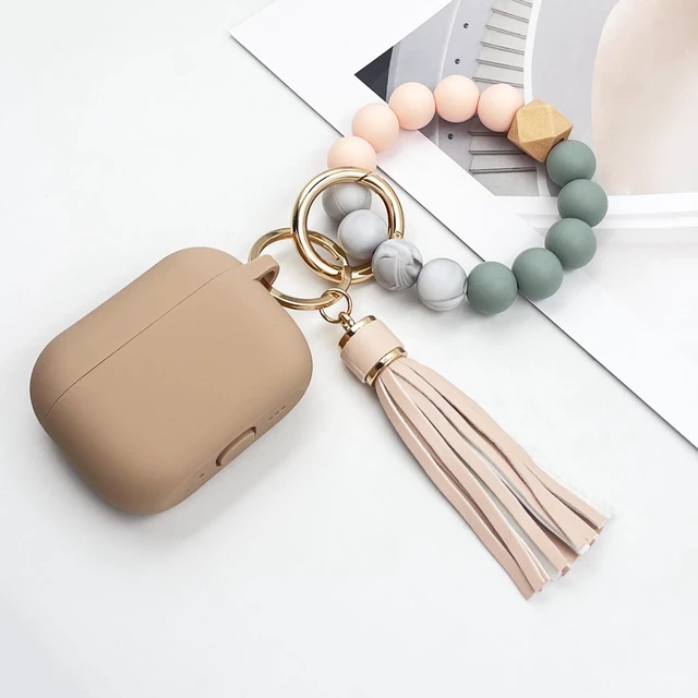 Alt view image 6 of 7 - Compatible with Airpods Pro Case Cover with Bracelet Keychain for Apple Airpod Pro Case (Milk Tea)