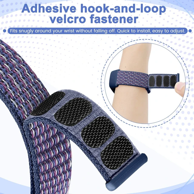 Alt view image 5 of 7 - 4 Pack Nylon Watch Bands Compatible with Fitbit Charge 6/Fitbit Charge 5, Adjustable Breathable Replacement Nylon Wristband Fitbit Charge 5 Charge 6 Sport Strap for Women Men
