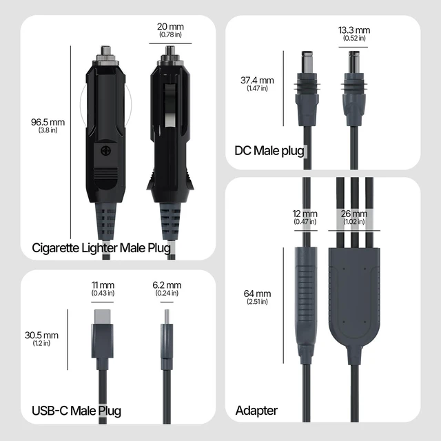 Alt view image 4 of 5 - Starlink Mini Cable with Waterproof Silicone Ring, Starlink Mini Cord Starlink Mini Power Cable Compatible with Outdoor 3-in-1 to DC Accessories for Starlink Mini Car Adapter (16.4FT/5M)