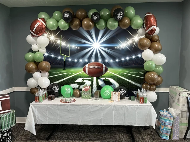 Alt view image 5 of 7 - Football Stadium Night Backdrop Bowl Night Spotlight Football Field Photography Background Adults Kids Baby Shower Sport Birthday Party Decorations Banner Photo Props (8x6FT)