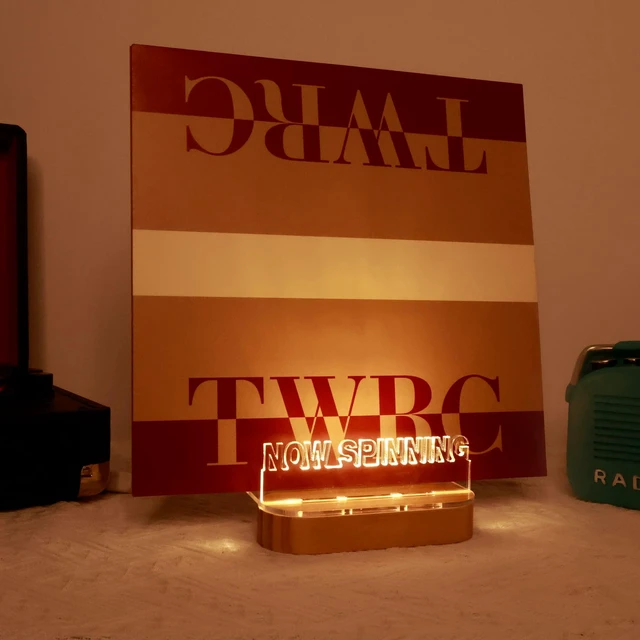 Main image of Light up Now Spinning Vinyl Record Stand, Now Playing Record Stand Wooden Acrylic Holder for Vinyl Album Display and Storage with Warm White Color Light LED Display Storage Collection Holder