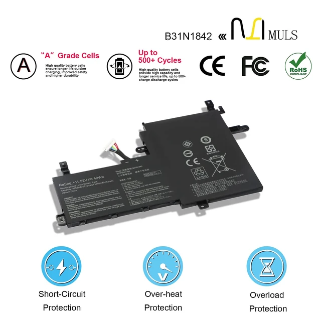 Alt view image 4 of 7 - B31N1842 Laptop Battery for Asus VivoBook 15 F513 M513 K513 S513 X513 S15 S531F VivoBook S15 V5050E V5050EA S5500F S5500FL X513EA X531F X531FA K531F S531F S531FA V531F V531FA 0B200-03440000 42Wh
