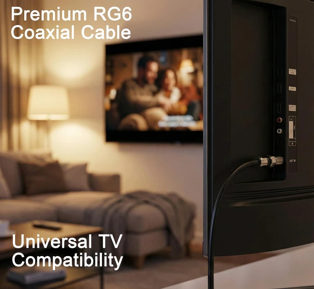 Alt view image 5 of 7 - RG6 Coaxial Cable with F Connector and Extension Coupler, Weather-Sealed Double Rubber O-Ring, High-Speed Internet, Broadband and Digital TV Antenna, Satellite Cable Extension (Black, 50 FT)
