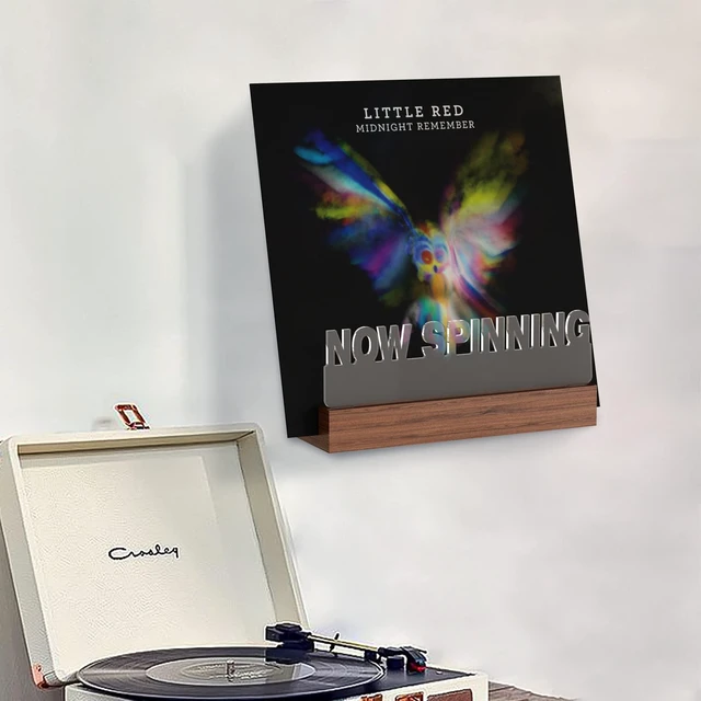 Alt view image 4 of 7 - Light up Now Spinning Vinyl Record Stand Wall Mount, Now Playing Record Player Stand, Wooden Acrylic Holder for Vinyl Album Display and Storage with Warm White Color Lights