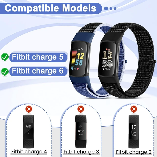 Alt view image 4 of 7 - 4 Pack Nylon Watch Bands Compatible with Fitbit Charge 6/Fitbit Charge 5, Adjustable Breathable Replacement Nylon Wristband Fitbit Charge 5 Charge 6 Sport Strap for Women Men