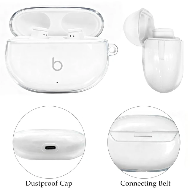 Alt view image 2 of 7 - Compatible with Beats Studio Buds (2021)/ Beats Studio Buds +(2023), Soft Silicone Case with Gold Heart Pattern for Beats Studio Buds Case with Cute Butterfly Keychain for Girls Women (Clear)