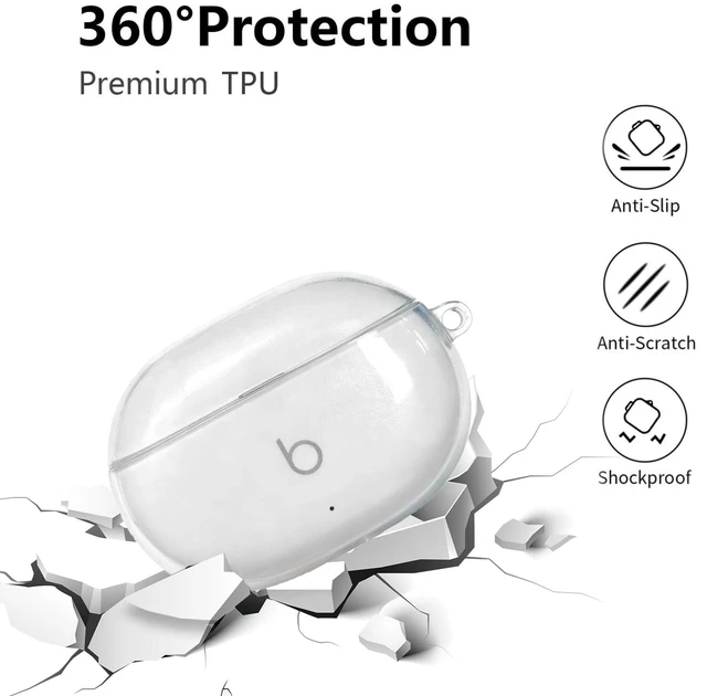 Alt view image 3 of 7 - Compatible with Beats Studio Buds (2021)/ Beats Studio Buds +(2023), Soft Silicone Case with Gold Heart Pattern for Beats Studio Buds Case with Cute Butterfly Keychain for Girls Women (Clear)