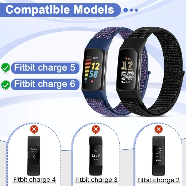 Alt view image 4 of 7 - 4 Pack Nylon Watch Bands Compatible with Fitbit Charge 6/Fitbit Charge 5, Adjustable Breathable Replacement Nylon Wristband Fitbit Charge 5 Charge 6 Sport Strap for Women Men