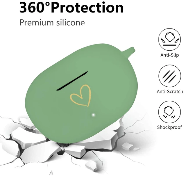 Alt view image 3 of 7 - Compatible with Beats Studio Buds 2021, Soft Silicone Case with Gold Heart Pattern for Beats Studio Buds Case with Cute Butterfly Keychain for Girls Women (Matcha Green)
