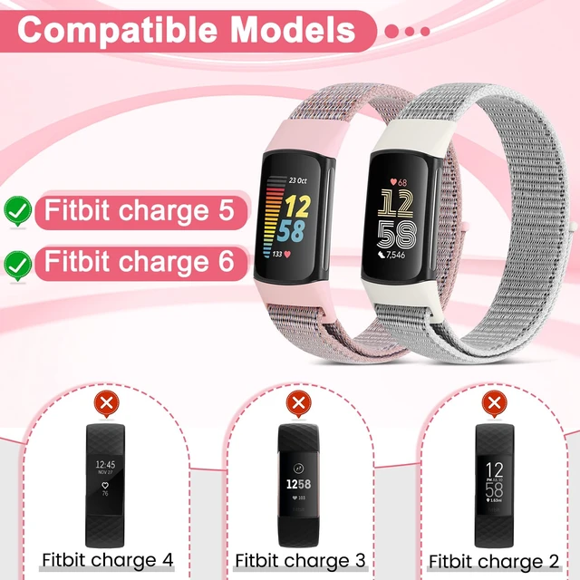 Alt view image 4 of 7 - 4 Pack Nylon Watch Bands Compatible with Fitbit Charge 6/Fitbit Charge 5, Adjustable Breathable Replacement Nylon Wristband Fitbit Charge 5 Charge 6 Sport Strap for Women Men