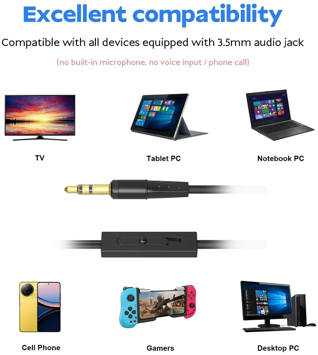 Alt view image 6 of 7 - Wired Earbuds for TV with Extra Long Cord and Volume Control Comfortable in-ear fit with interchangeable silicone tips and 3.5 mm plug for TVs, PCs and laptops