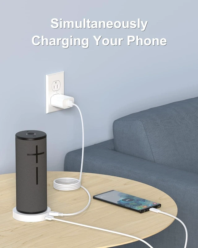 Alt view image 3 of 7 - Charging Dock for Ultimate Ears Boom 3, MEGABOOM 3, Blast & MEGABLAST ETL Listed Charging Dock for UE Boom3, MEGABOOM 3, Blast & MEGABLAST Portable Waterproof Speaker. (White, with Charging Plug)