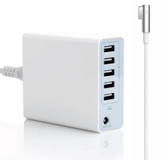 Main image of 110W GaN Charger with 1 DC Port & 5 USB Ports, 85W Mag 2 L-Tip Power Adapter Charger for Mac Book Pro 13/15/17 Inch, Fast USB Charging Adapter Compatible with iPhone, Android Phones and Tablets