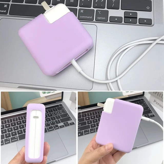 Alt view image 6 of 7 - for MacBook Pro 16 inch 2026 M5 A3428 A3429 140W Power Adapter Cover, 140W Soft Silicone Charger Case Sleeve for Mac Pro 16 A3403 A3186 A2991 A2780 A2485 2021-2024 M4 M3 M2 M1, Pink Purple