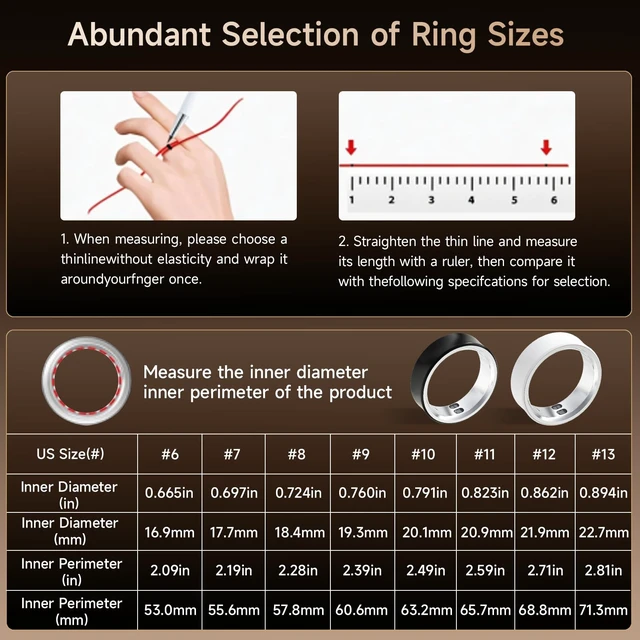 Alt view image 2 of 7 - Smart Ring for Women & Men, Fitness & Activity Tracker, Sleep Monitoring, 7-Day Battery Life, 5ATM Waterproof, No Subscription Fee, iOS & Android Compatible (White, 10)