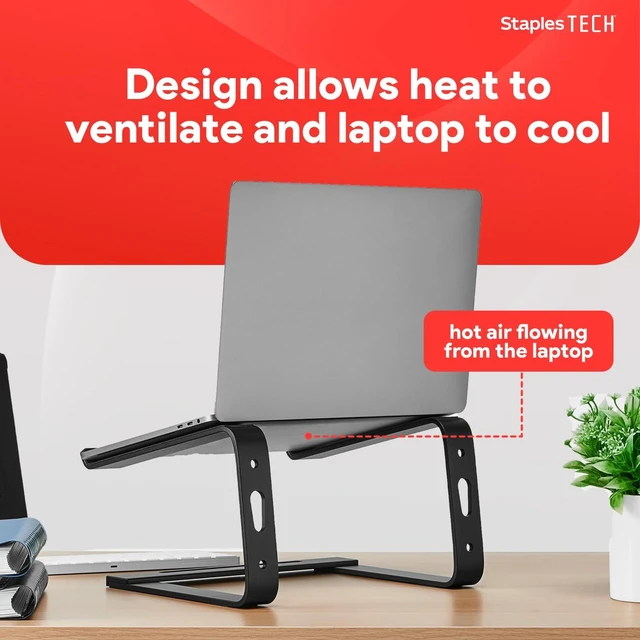 Alt view image 6 of 7 - Aluminum Laptop Stand, Black, 11.2x10.2 Inch Ergonomic cooling riser for notebooks, MacBook, and PC portables