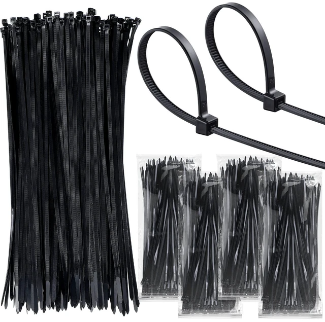 Main image of 1000 Pcs 14 in Zip Ties Heavy Duty Plastic Wire Ties, Black Self Locking Wraps, 14 Inch Cable Ties for Wire Management, Indoor Outdoor Use, 49 lb Tensile Strength, UV Protection