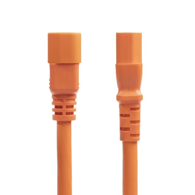 Alt view image 2 of 4 - 6ft Heavy Duty Extension Cord, Orange, TAA (8915-460Q-POWER-CORD) | IEC 60320 C14 to C15, UL Listed, Orange PDU Power Cable, Heavy Gauge Power Cable, 14AWG, 15A 250V